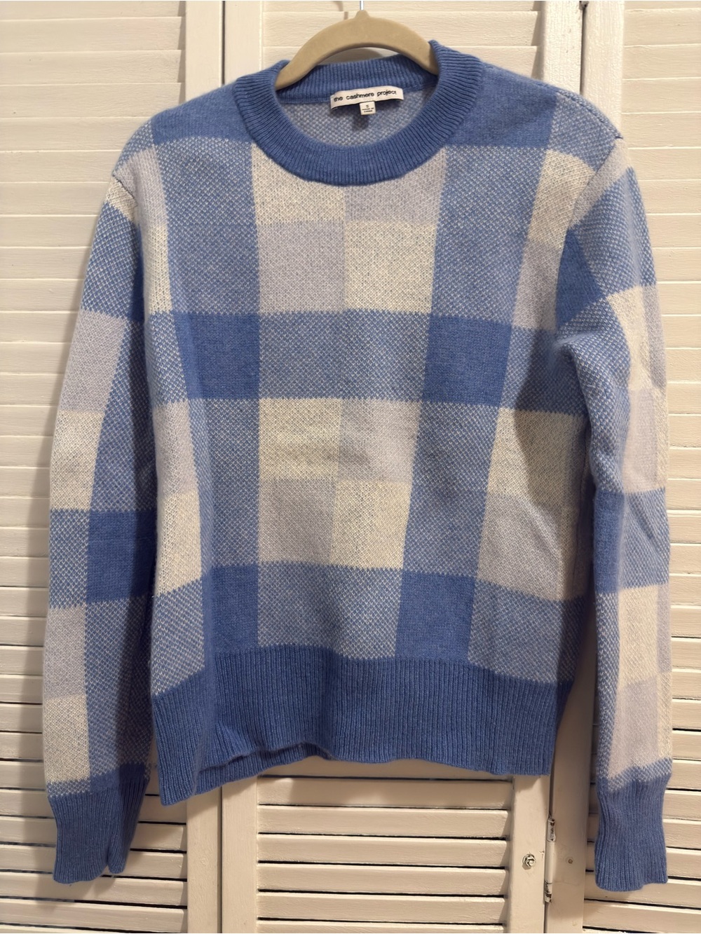 100% Cashmere Women Checkered Crewneck Sweater - The Cashmere Project